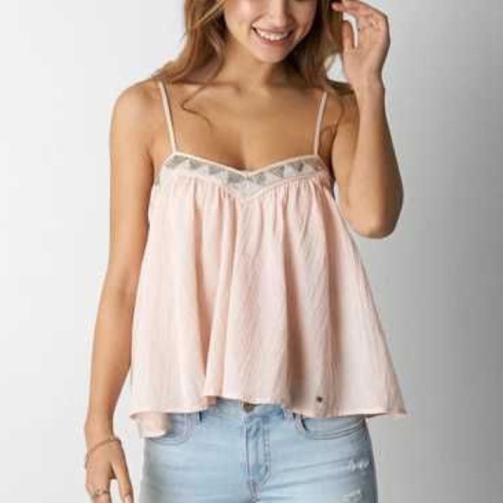 AMERICAN EAGLE light pink flowy beaded tank